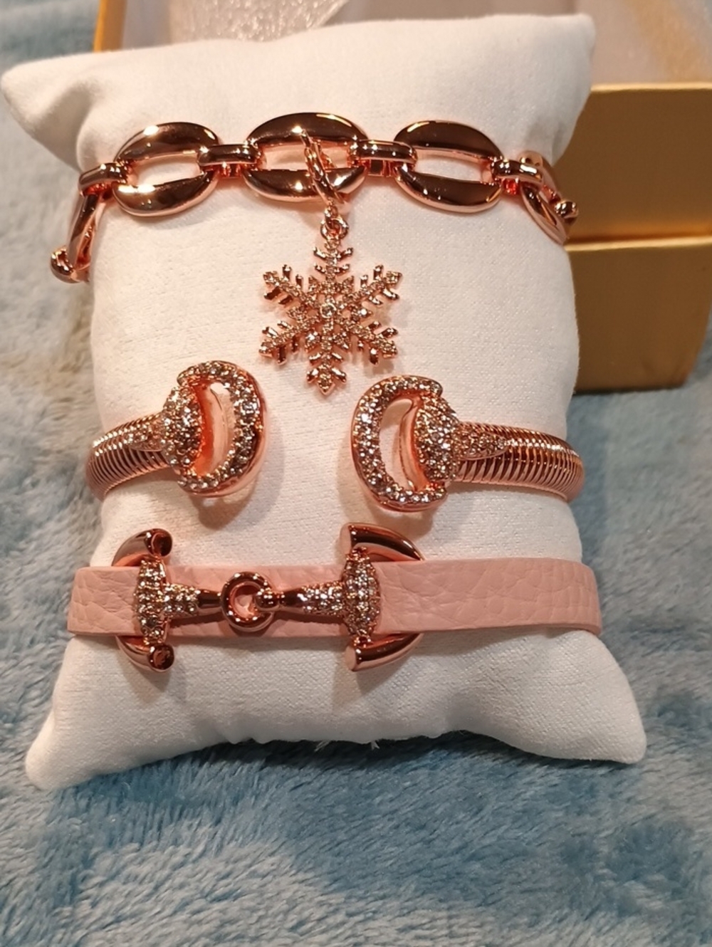 Bp Gem Society Rose Gold Snowflake Charm Bracelet Set - Women Jewelry
